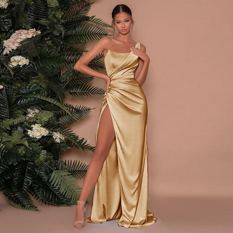 Leia - Robe longue en satin