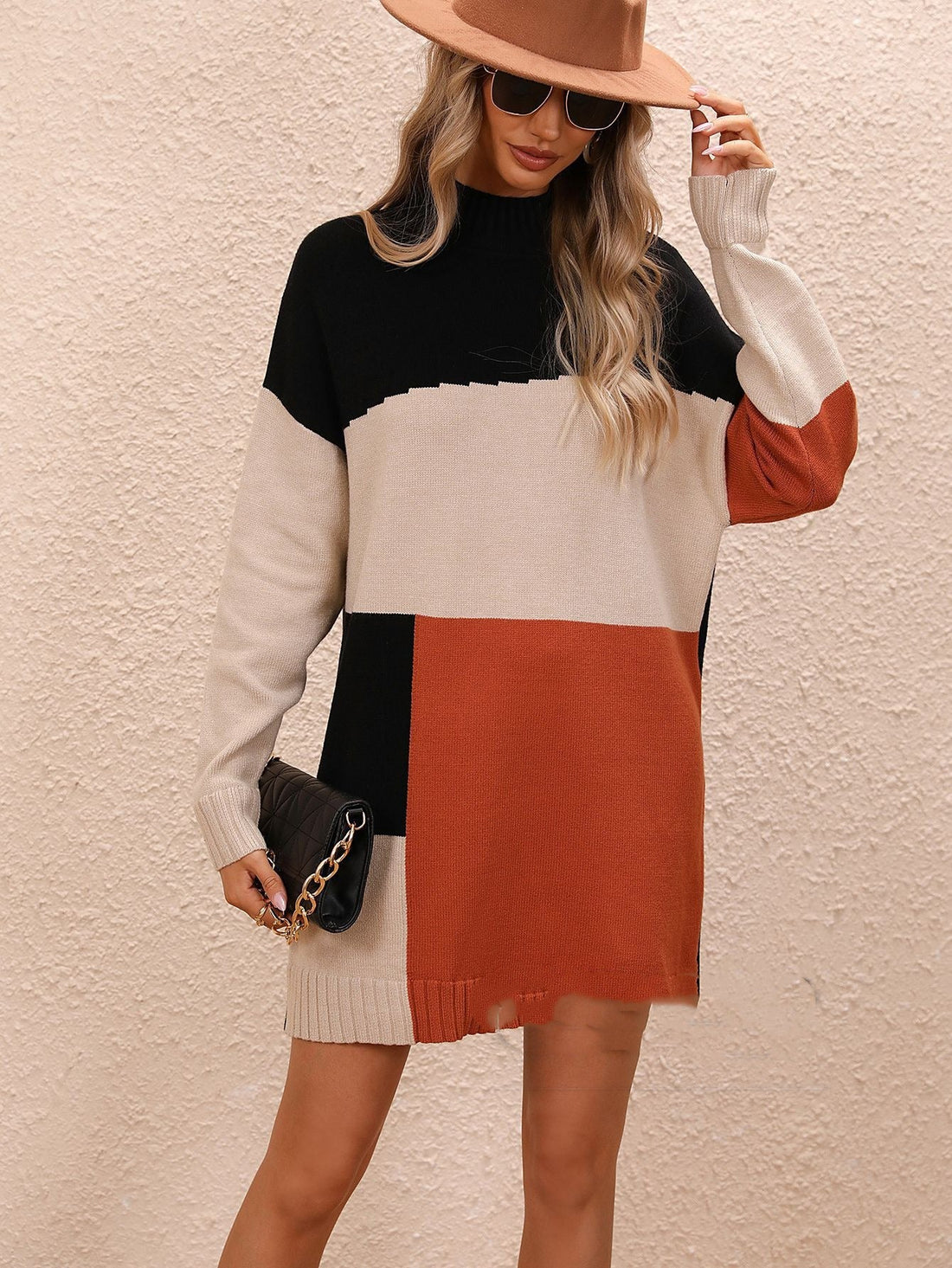 Angelle - Robe pull décontractée avec motif colorblock