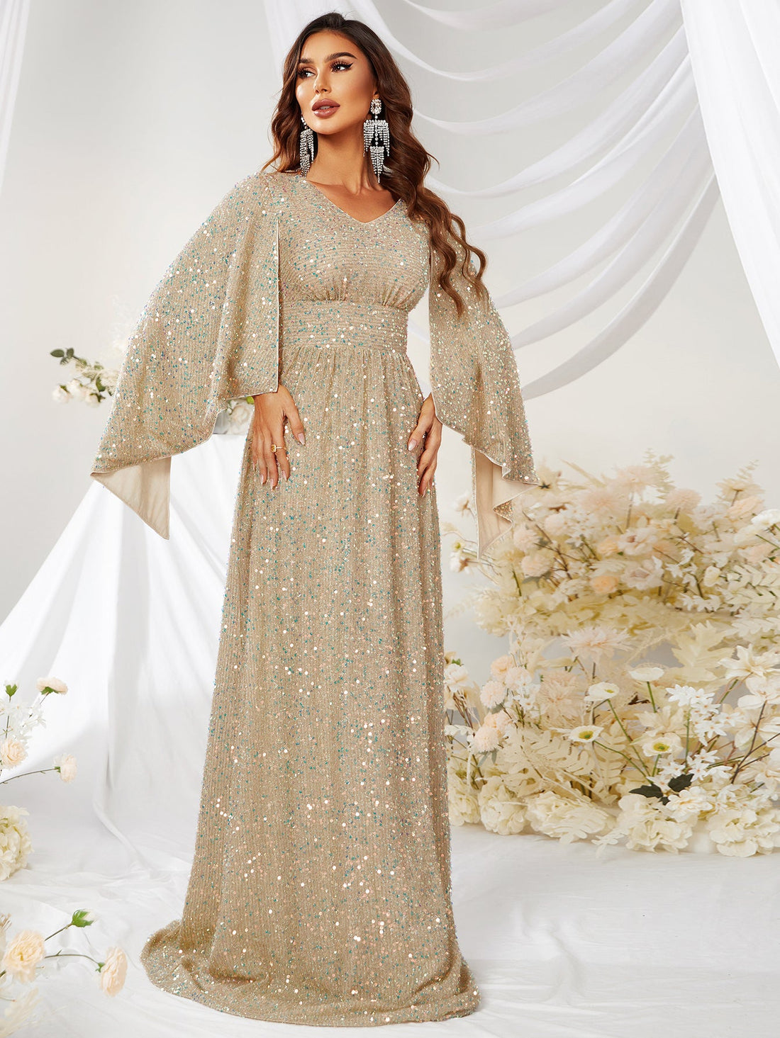 Tasha - robe de gala Beige Sparkle