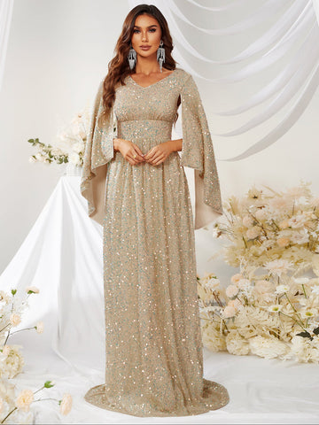 Tasha - robe de gala Beige Sparkle